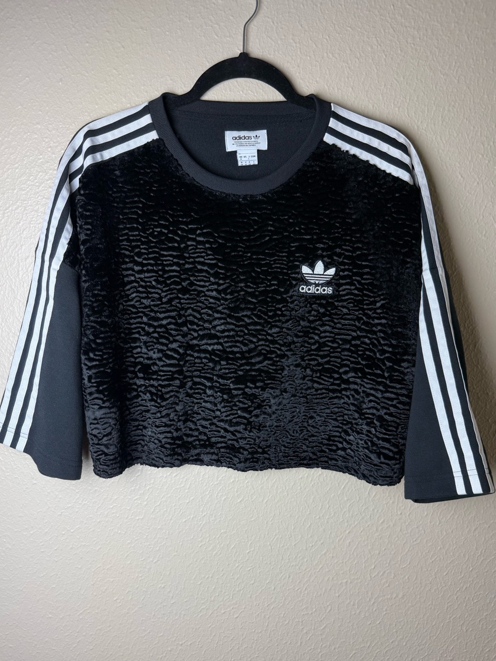 Adidas Originals faux-fur cropped sweatshirt